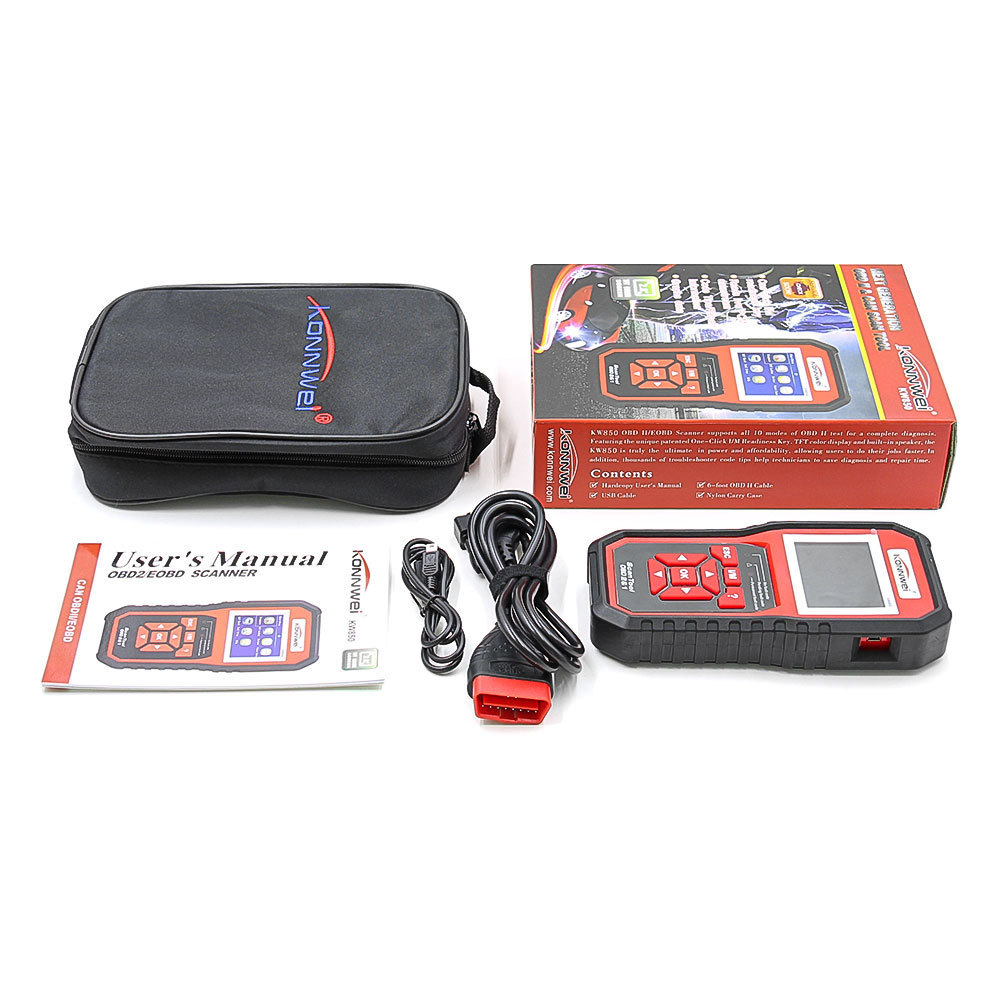 Professional Konnwei KW850 Scanner Code Reader OBD2 car diagnostic tools Red OBD Engine Analyzer