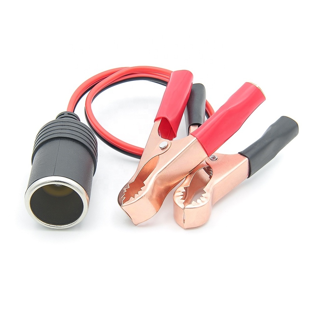 Car Battery Alligator Clip To Cigarette Lighter Female Power Converter OBD2 Adapter Cable