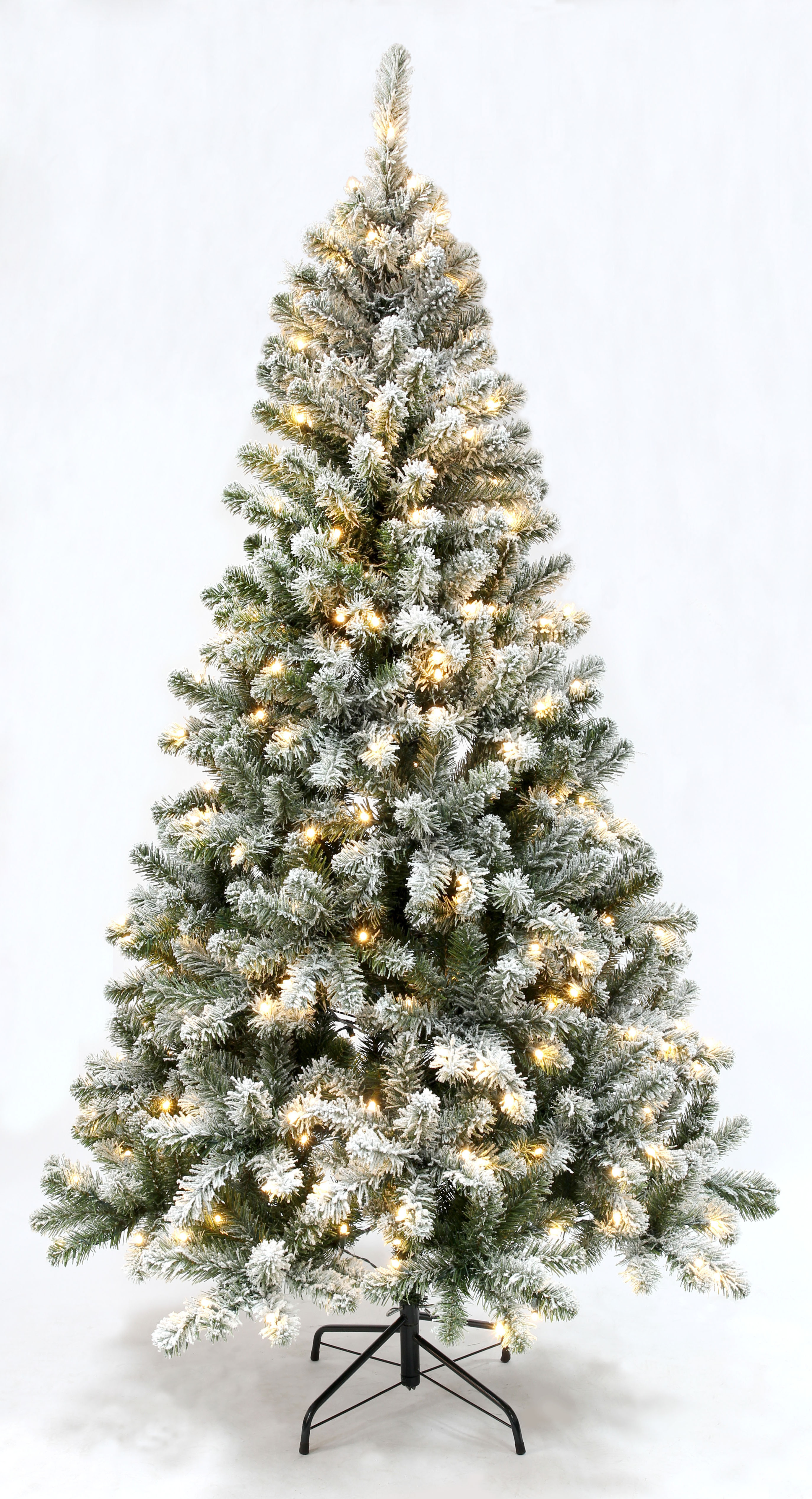 210 cm (7ft) Christmas Flocked Pre-Lit Tree with Red Berry