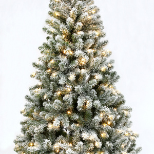 210 cm (7ft) Christmas Flocked Pre-Lit Tree with Red Berry