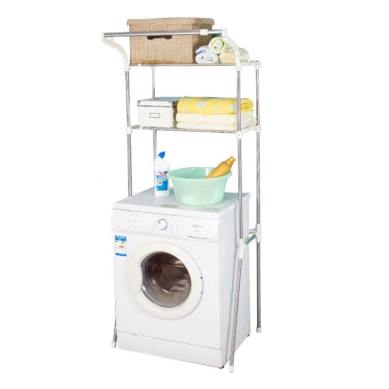 BAOYOUNI stainless steel 2 Tier Bathroom Over Toilet Space Saving Washing Rack Expandable Laundry Room Accessories Storage Shelf