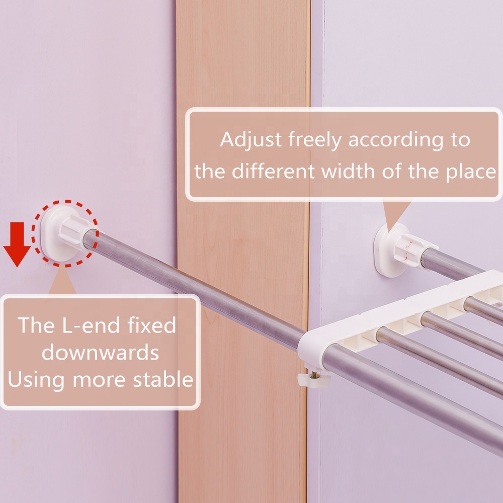 BAOYOUNI 60~100cm Expandable Rod Closet Tension Shelf Dividers Wardrobe Organizer Adjustable Cabinet Layered Partition Rack