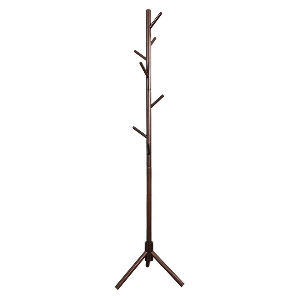 BAOYOUNI Solid Wood Tree Branch Coat Rack with 8 Hooks Garment Hanging Stand Hat Scarf Hanger Rack for Hallway Bedroom Office