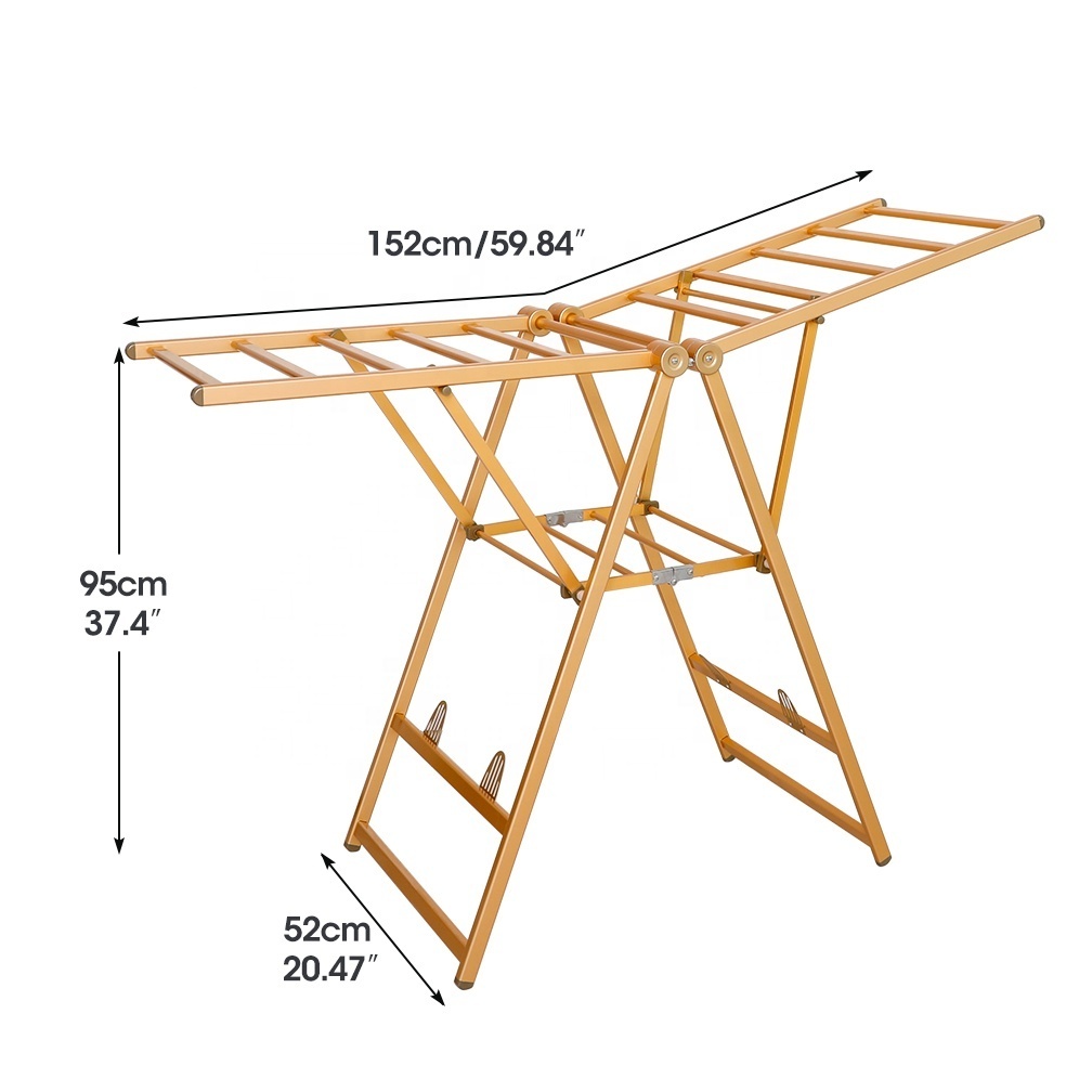 BAOYOUNI X Shape Heavy Duty Foldable Clothing Laundry Drying Rack Cloth Hanger Dry Stand Rack With Hanging Rod