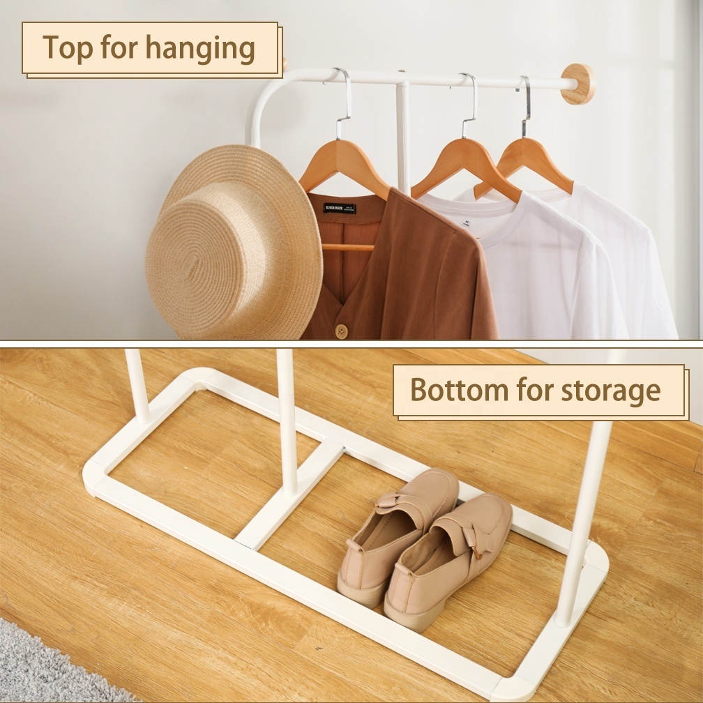 BAOYOUNI White Metal Clothes Hanger Rack Entryway Coat Hat Stand with Hooks Coat Organizer Shelves for for Living Room Bedroom