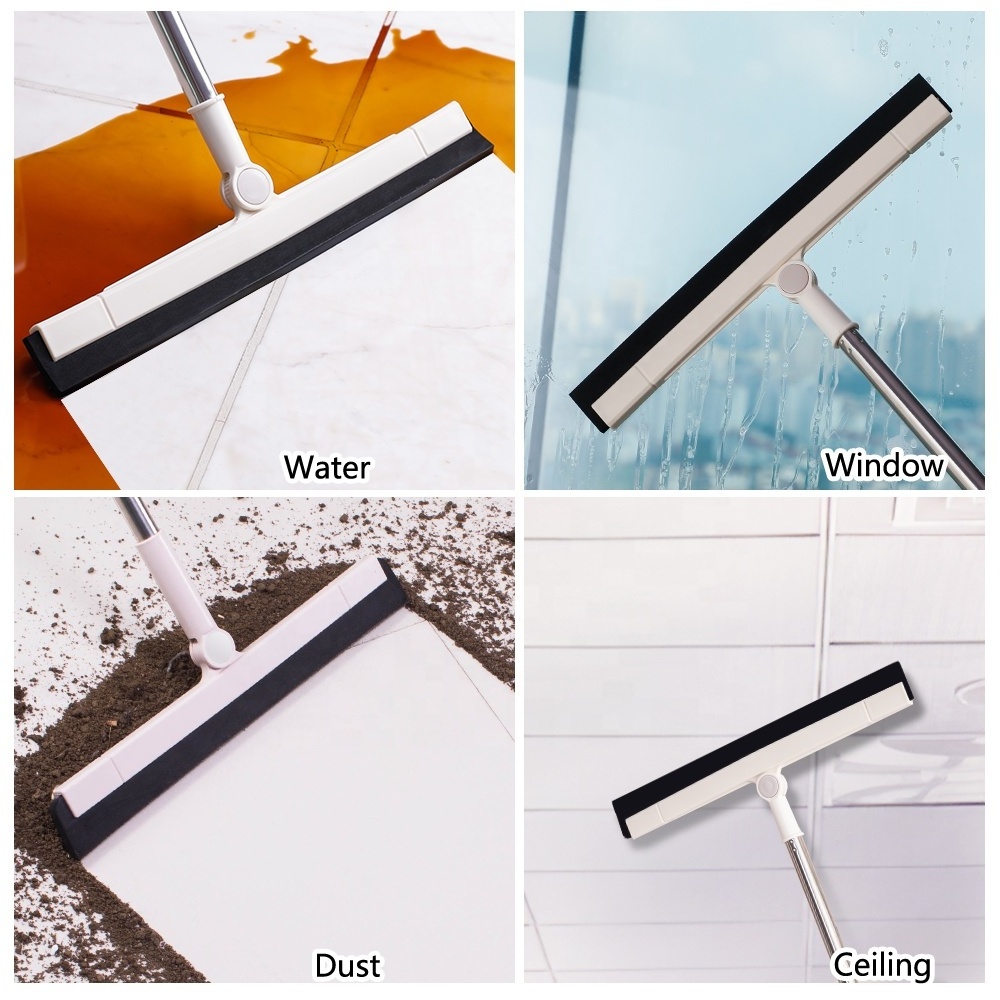 BAOYOUN Metal Cleaning Tools Floor Dust Scraper Window Shower Pool Deck Pet Hair Wiper EVA Rubber Broom Squeegee