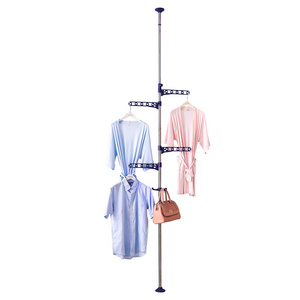 BAOYOUNI Stainless Spring Tension Clothes Hanger Rack Laundry Pole Clothing Drying Rack Storage Organizer for Indoor, Balcony