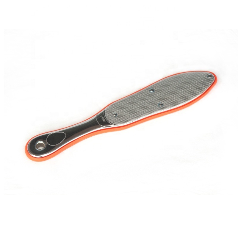 Custom logo stainless steel and plastic double side pedicure foot dead skin removal foot file