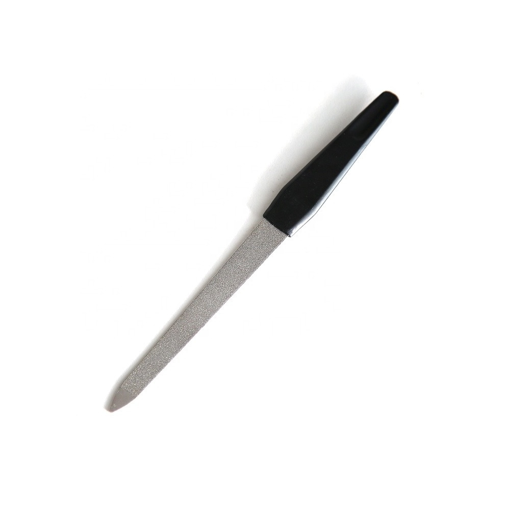 Professional nail polishing tool double side stainless steel nail file with plastic handle