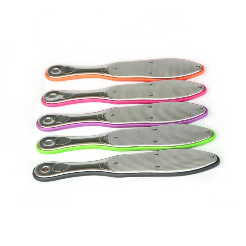 Custom logo stainless steel and plastic double side pedicure foot dead skin removal foot file