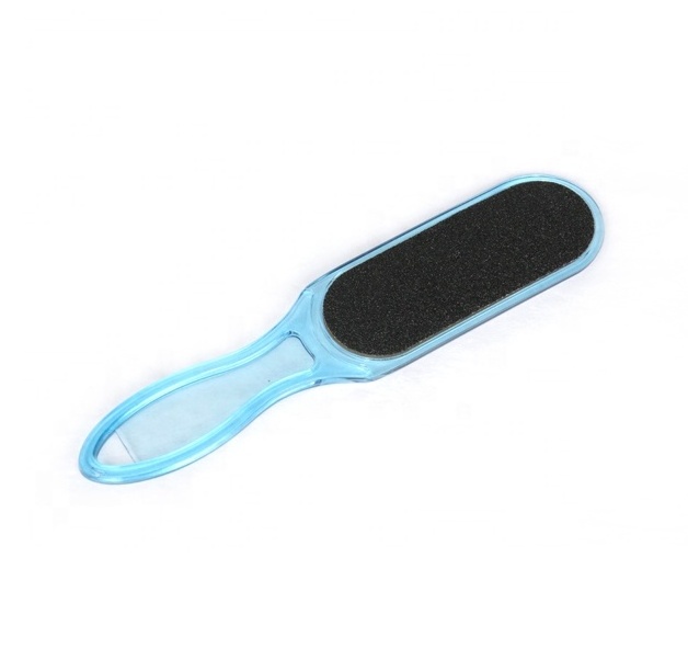 Wholesale top quality professional double sided plastic pedicure sandpaper curved handle foot file