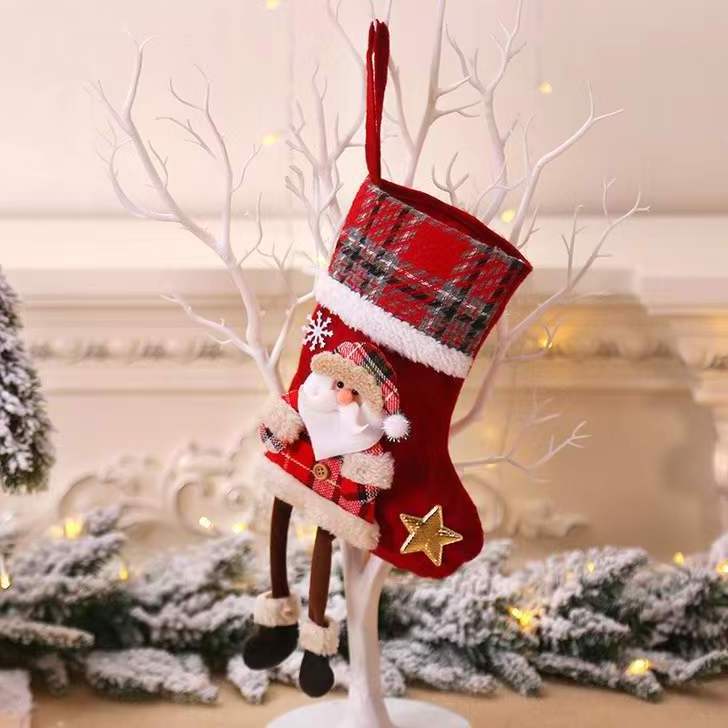 Christmas Stockings Santa Claus Sock Wholesale Factory Christmas Tree Ornaments Christmas Candy Bag Stocking