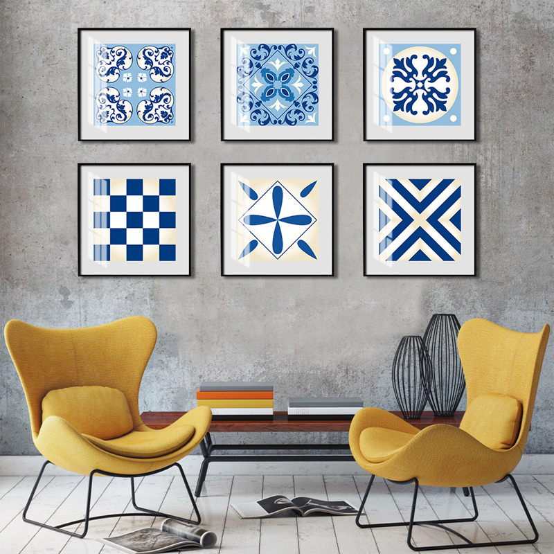 20PCS/Pack Diocletian Blue Pattern Wall Stickers Removable Tile Decal Waterproof Living Room Kitchen Bathroom Home Wall Stickers