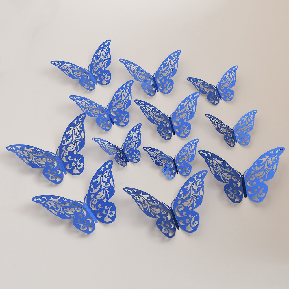 Festive Wedding Decoration 3D Butterfly  Wall Sticker 12pcs/pack Hollow Butterfly Sticker Living Room Wall Sticker