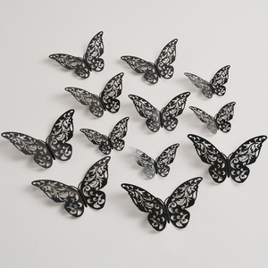 Festive Wedding Decoration 3D Butterfly  Wall Sticker 12pcs/pack Hollow Butterfly Sticker Living Room Wall Sticker