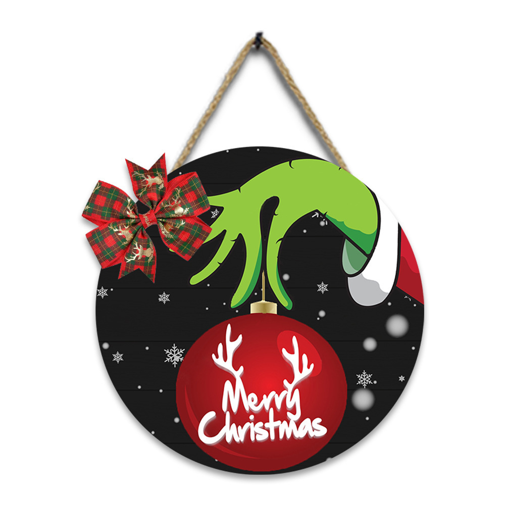 Merry Christmas Sign Hanging Wooden Wall for Xmas Front Door Pendant Wooden Signs Welcome The Door