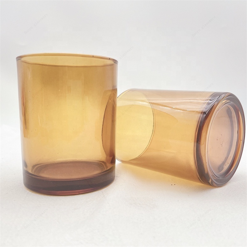 2024 New custom 9oz Empty Amber Colored Glass Votive Candle Holders