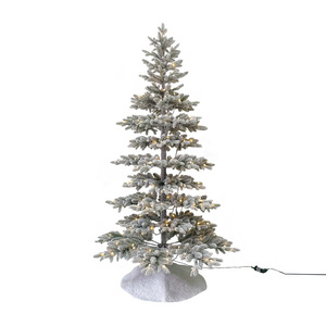 LED Functional Christmas Pre-lit Tree Flocking 7.5ft PE/PVC Mixed Deluxe OEM Customized Style 4ft to 12ft