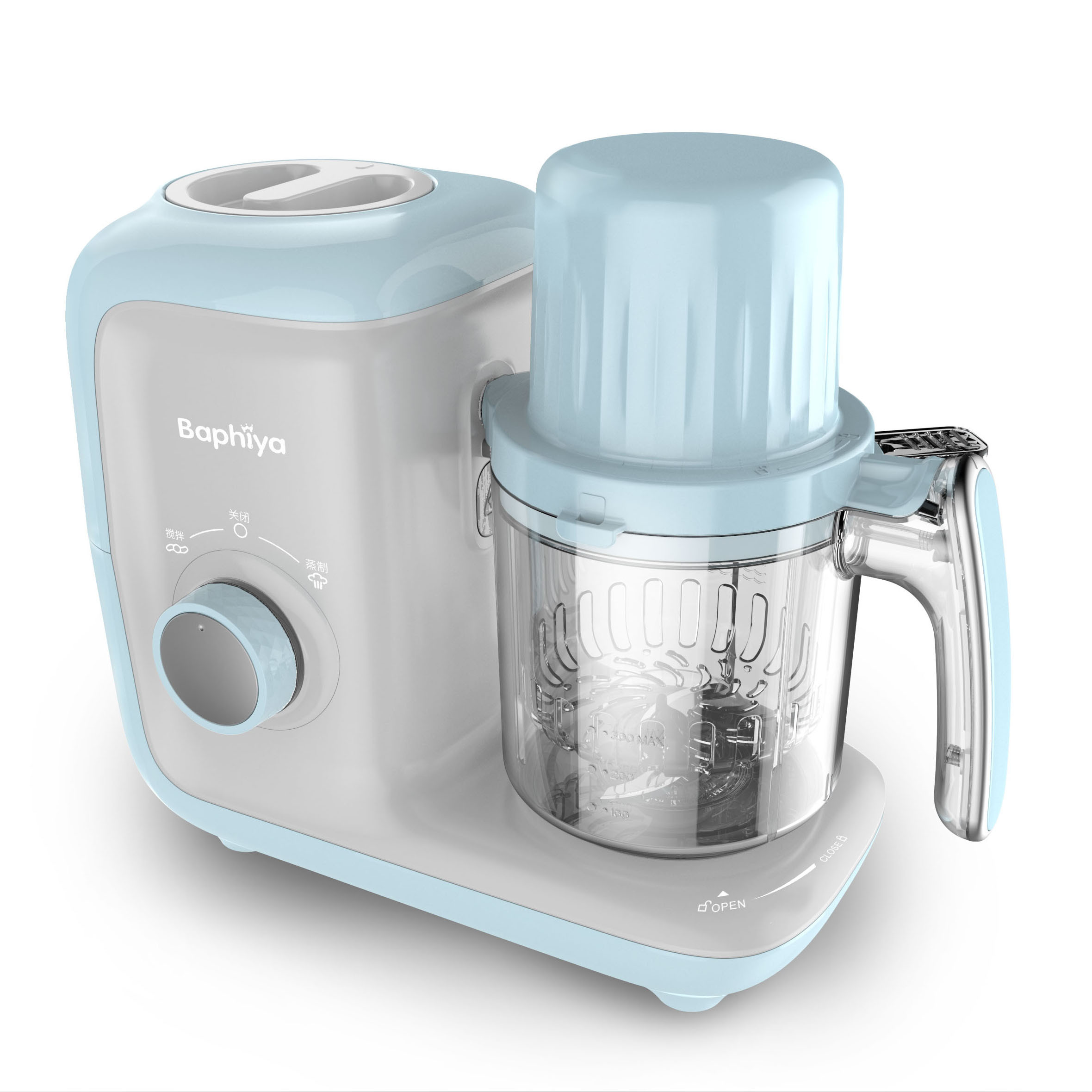 2 in 1 130W blending mechanical food  processor, baby food processor, Baphiya baby food blender with stainless steel blades