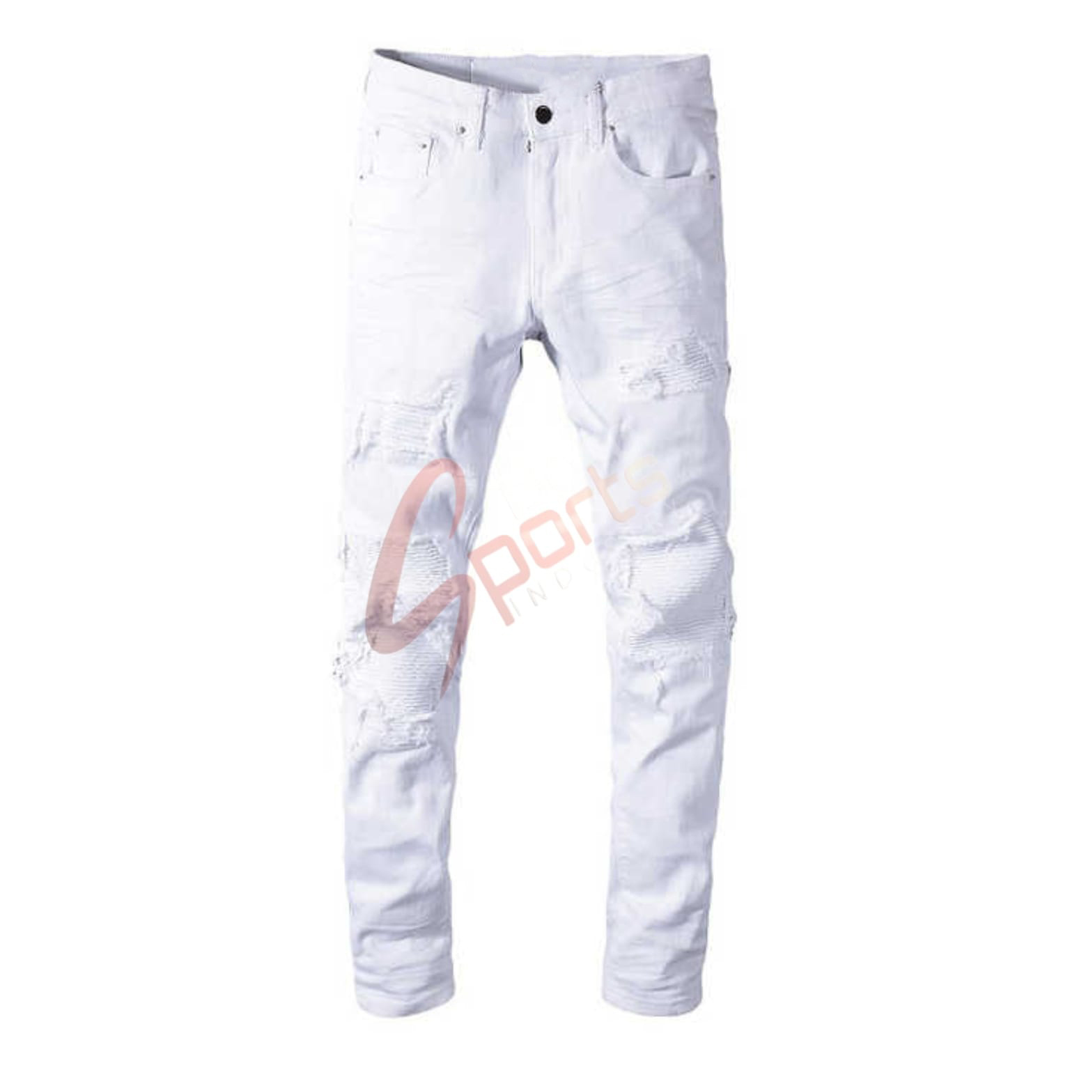 European High Street Male  Jeans Motorcycle Pant White Distressed Ripped Jeans Men Cloth Brand Letter Stretch Jeans