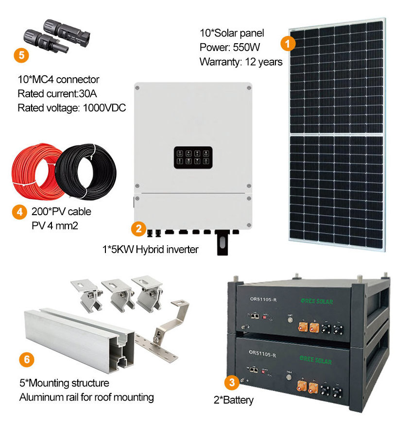 Home Energy Storage Solar Panel Power System 8Kw 10Kw 15Kw 20Kw Solar Energy Residential Hybrid Off Grid Solar Energy System