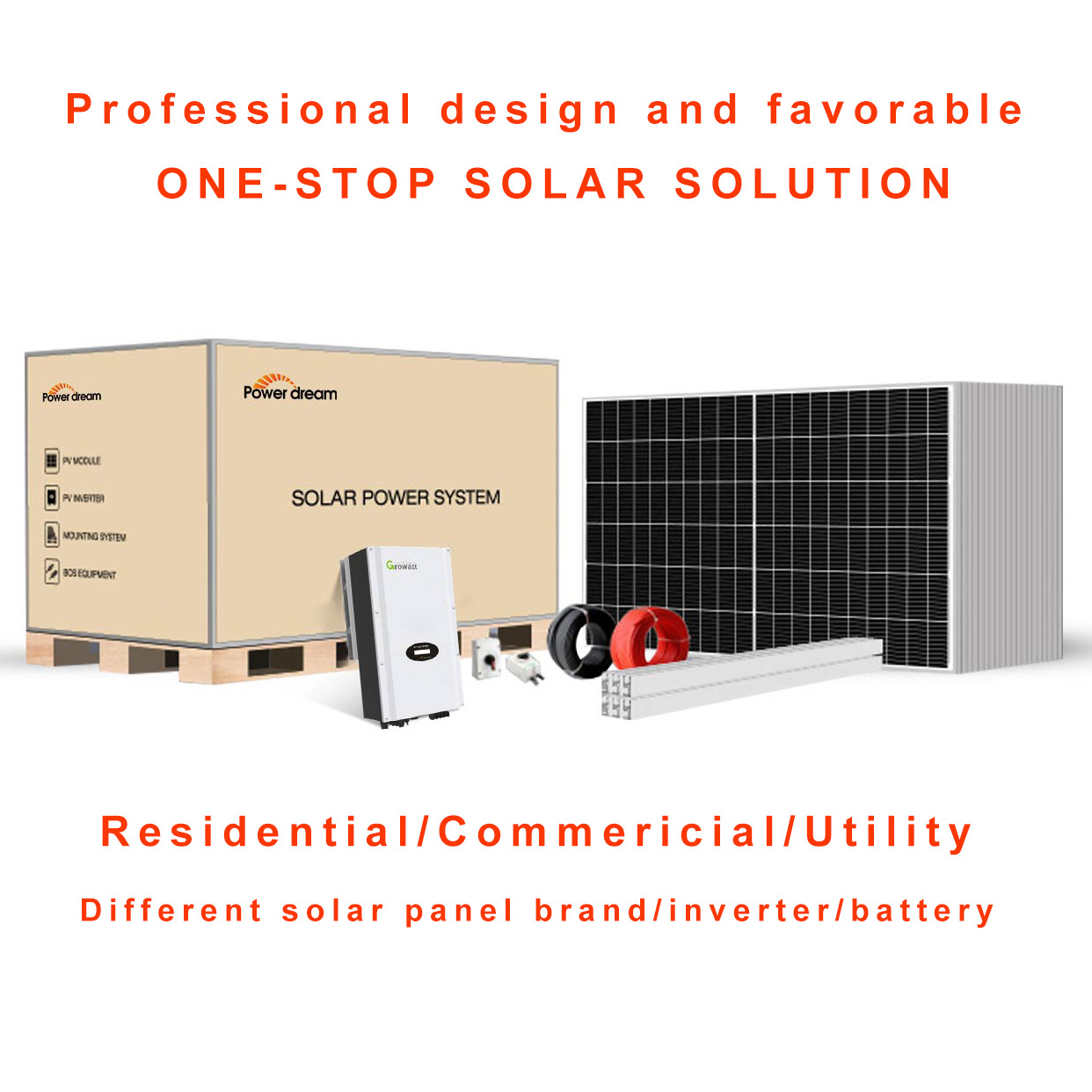 Power Dream Home Solar Energy System Kit 5Kw 6-10Kw 50Kw 70Kw Solar Panels System Complete Solar Storage System Solar Pv Sales