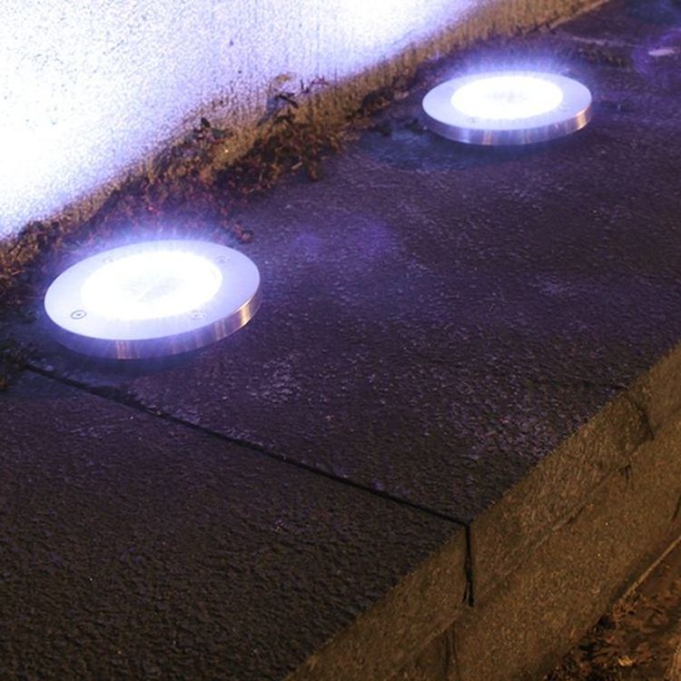 Power Dream Hot Sale 8Led Auto On/Off Night Security Disk Powered Led Garden Light Walkway Outdoor Solar Ground Lights