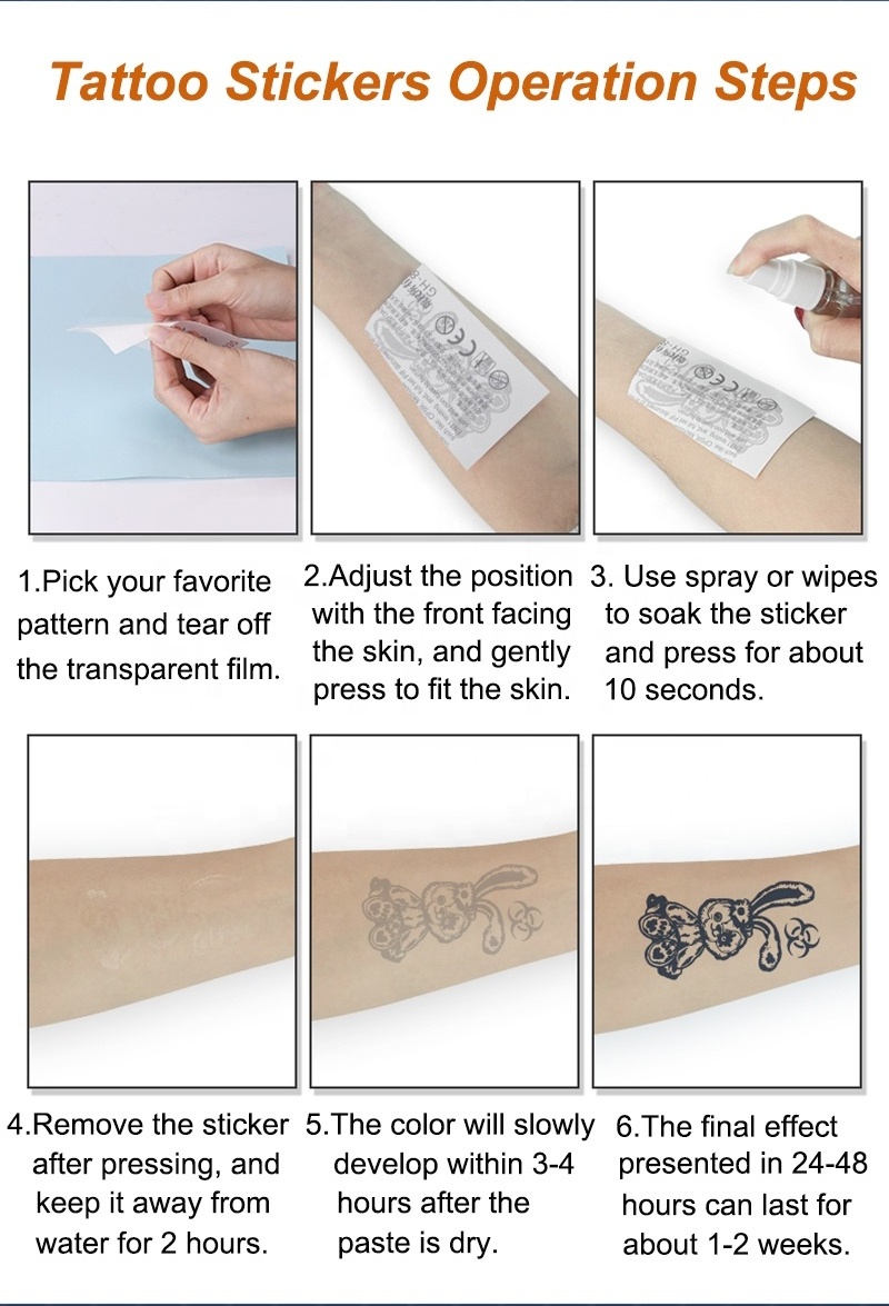 Hot Sale Water Proof Various Patterns Tattoo Body Stencils Self Adhesive Arm Temporary Tattoos Stickers