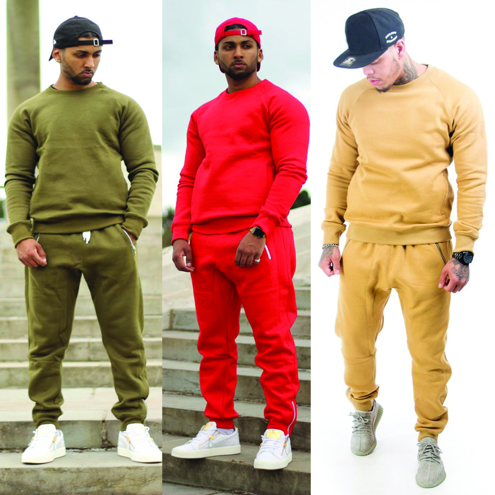 Unisex Fashion Cotton Fleece Round Crew Slim Fit Jumper Tracksuit Sweat Suit without hood