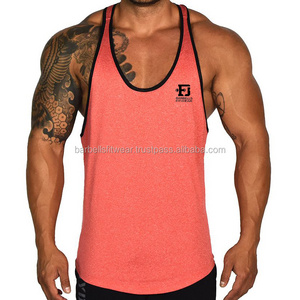 Men Polyamide Melange Fabric 87% Polyester 13% Spandex High Stretch Fitted Polyester Elastane Stringer gym Singlet