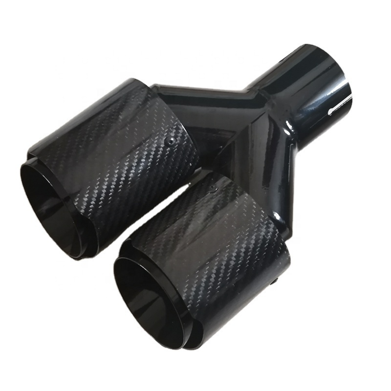 Universal black stainless steel carbon fiber muffler tips quad exhaust tips double black exhaust tip