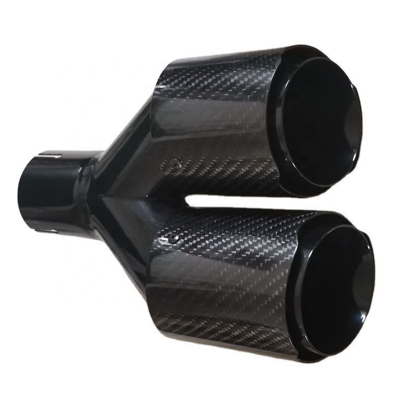 Universal black stainless steel carbon fiber muffler tips quad exhaust tips double black exhaust tip