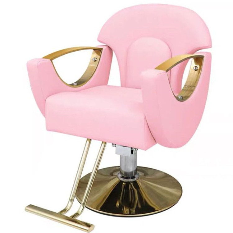 Beauty Hair Salon Furniture Pink Styling Chair Reclining Hairdressing Barber Chairs at prices For Sales hair stylist