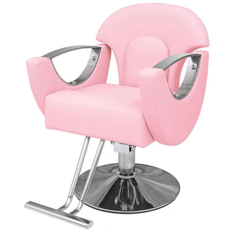 Beauty Hair Salon Furniture Pink Styling Chair Reclining Hairdressing Barber Chairs at prices For Sales hair stylist