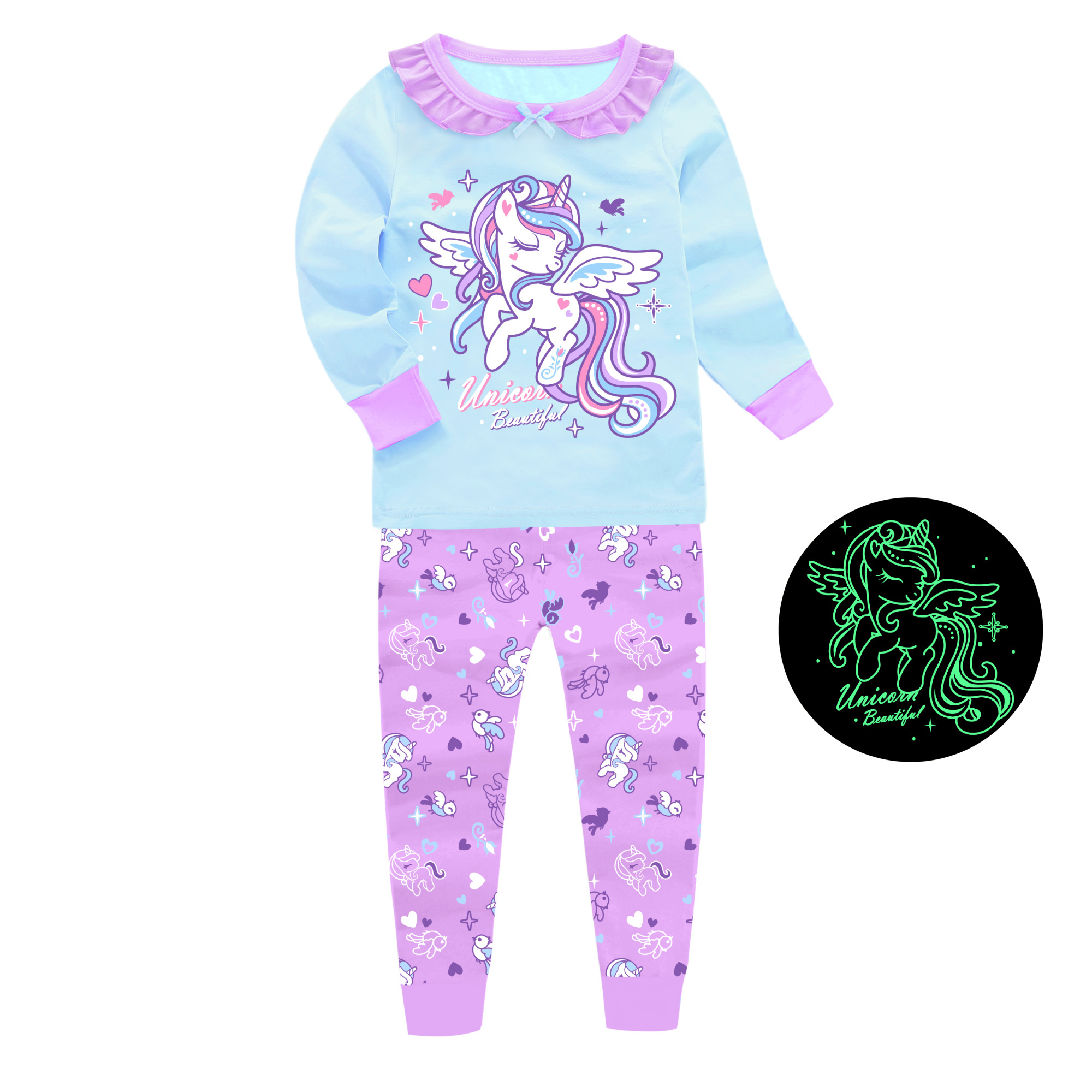 girl pajamas boy pajamas glow in the dark unicorn kids pajamas short long gift