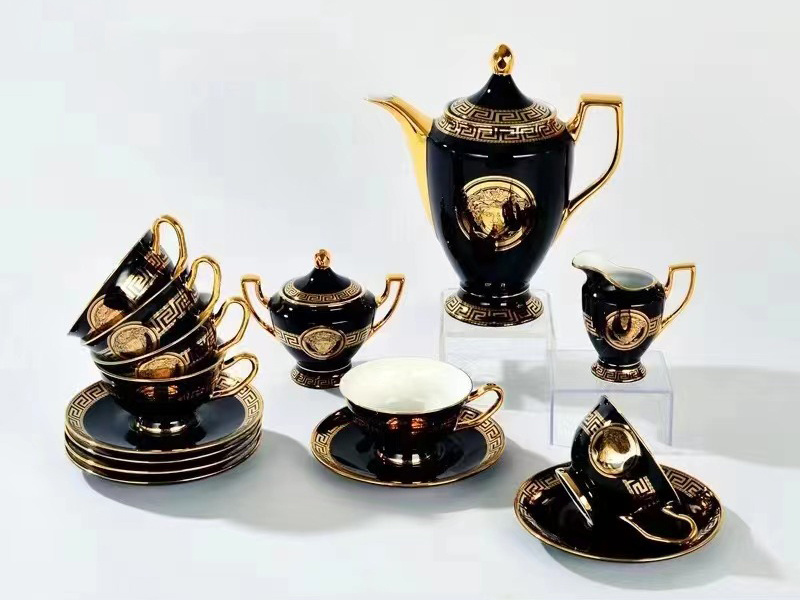 Black With Gold Dinner Ware Fine Bone China Dinner Sets