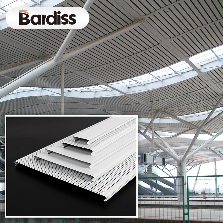 Railway station aluminium stretch ceiling strips white c-shaped aluminum strip drop ceiling