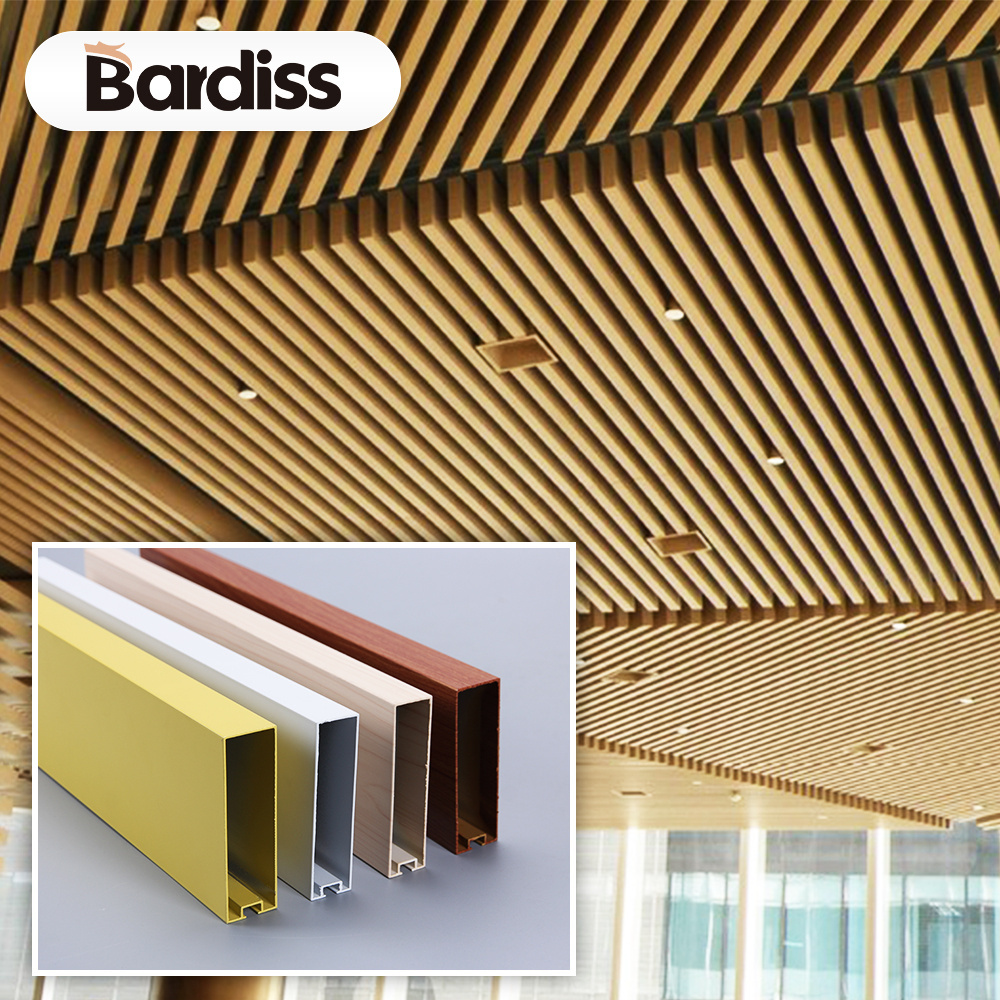 U-Shaped Wood Grain Aluminium Square Pipe Ceilings New Faux Wooden Pattern Aluminum Suspended Ceiling