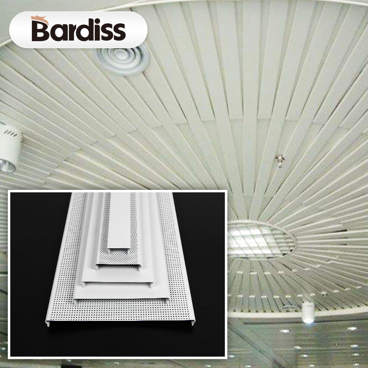 Station aluminum spandrel ceiling system slat tile al false ceiling covering strip panel