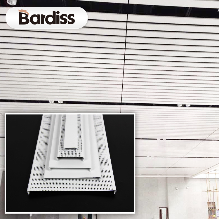 Station aluminum spandrel ceiling system slat tile al false ceiling covering strip panel