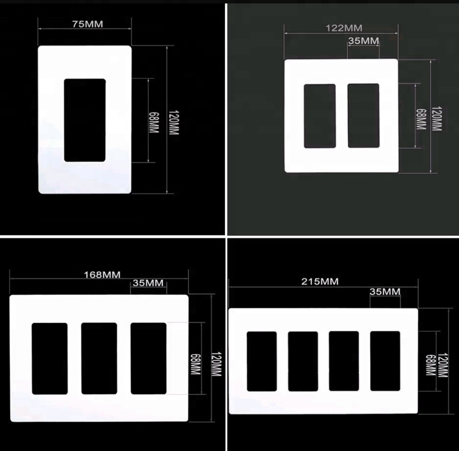 2-gang screwless wall plate switch board wall socket and switch cover plate