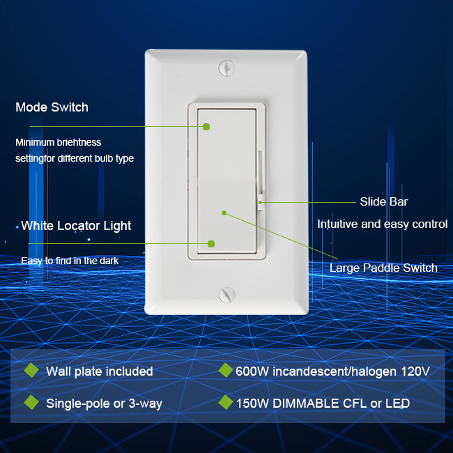 Wall Light Switch Treatlife Dimmer Light Switch Dimmer Switch For Led Lights 110v,Led Rocker Dimmer, 3 Way Light Switch