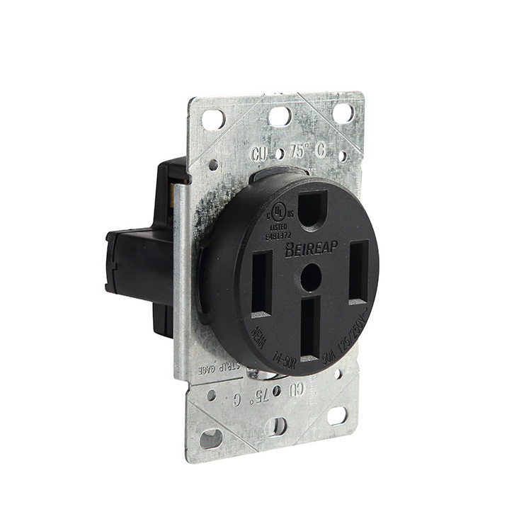 UL Listed Industrial Socket 50A 125V/250V Flush Mount Power Outlet