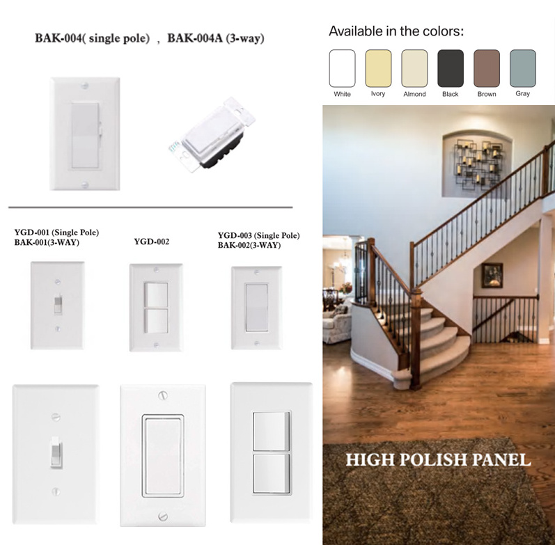 Decorator Wall Light Switch On/Off Rocker Paddle Interrupter for LED and other lamps