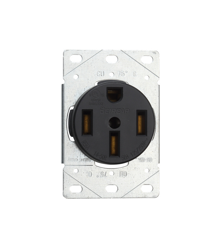 50 Amp 50A Power Receptacle Outlet NEMA Industrial Power 125 Volt 250 Volt Receptacle Straight Blade UL Listed