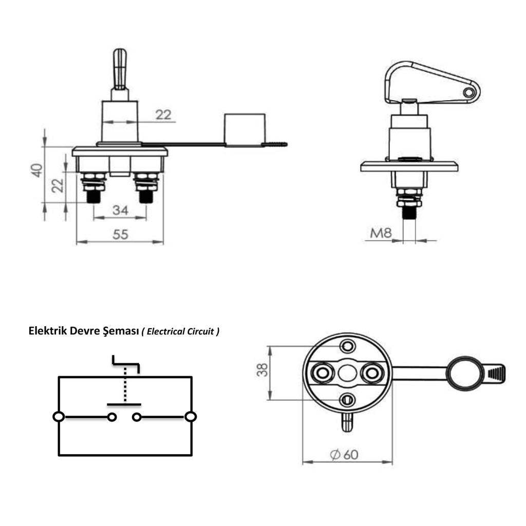 Battery Circuit Breaker Switch IP40 12V - 24V - 150A Universal Fuse Holder Transparent Screwed Cover