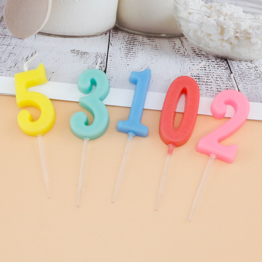 High Quality Cheap Price Paraffin Wax Multi color Number Birthday Cake Candles