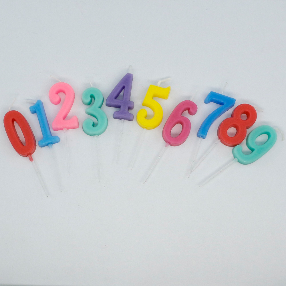 High Quality Cheap Price Paraffin Wax Multi color Number Birthday Cake Candles