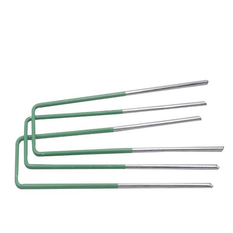 chinese high quality galvanized, U shape Nails Artificial grass tools green coating U shape turf nails U Staples Nails/