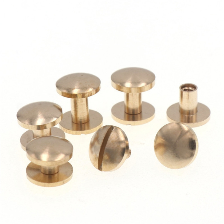 Oem Binding Post, 5/16 inch Leather repair Solid Belt Tack Stud Post Nail Rivet Flat Slotted Brass Chicago Screws/